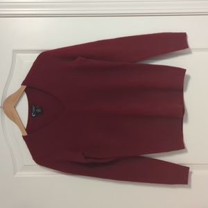 Bloomingdale's Cashmere V-Neck Sweater, Dark Red, Size XS